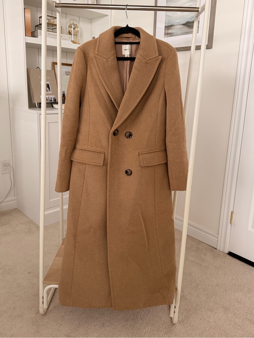 RW&CO. Camel Double-Breasted Long Trench Coat